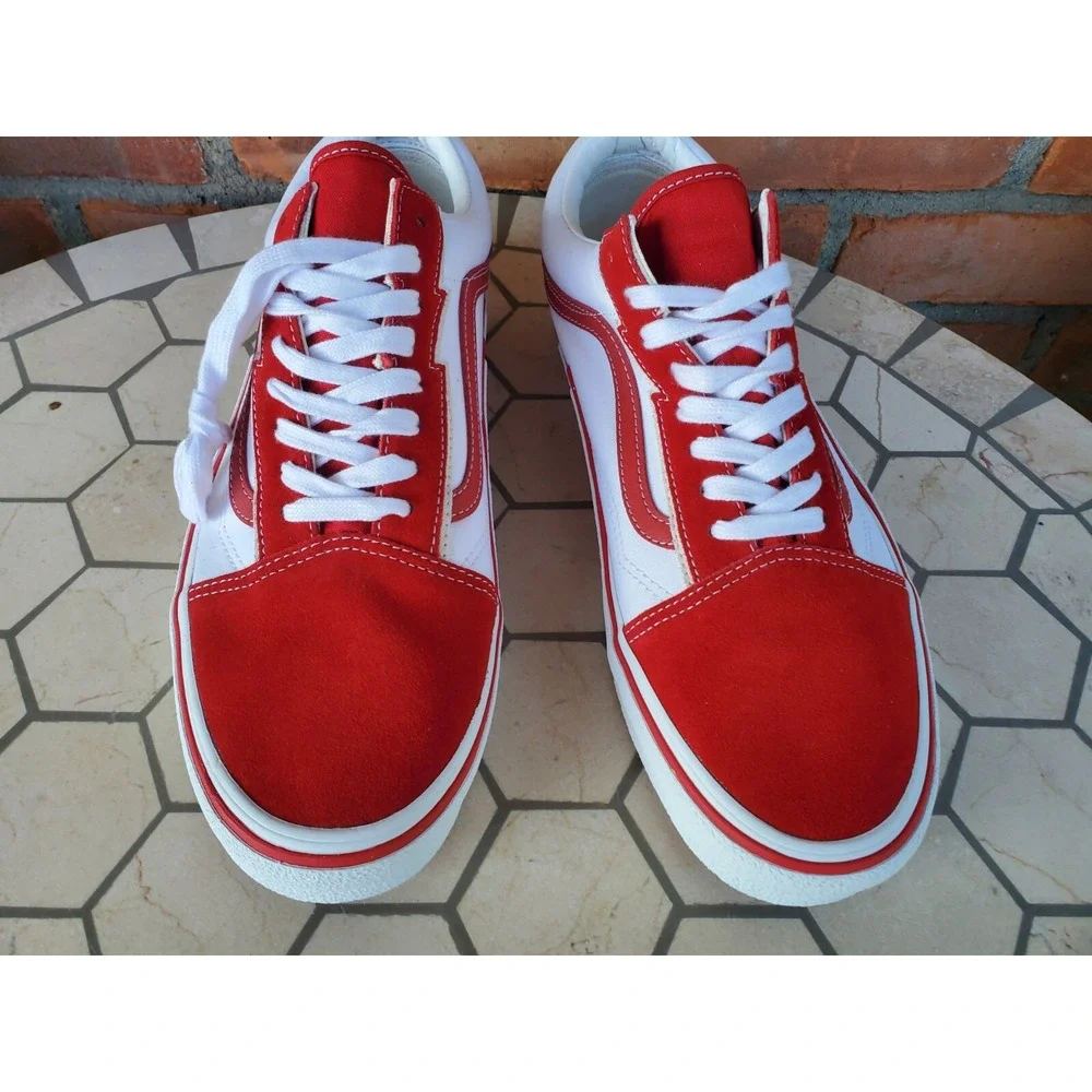 Men Size 6.5 VANS Old Skool Bolt Red VN0009Q56RT Rare Classic Suede Women Sz 8